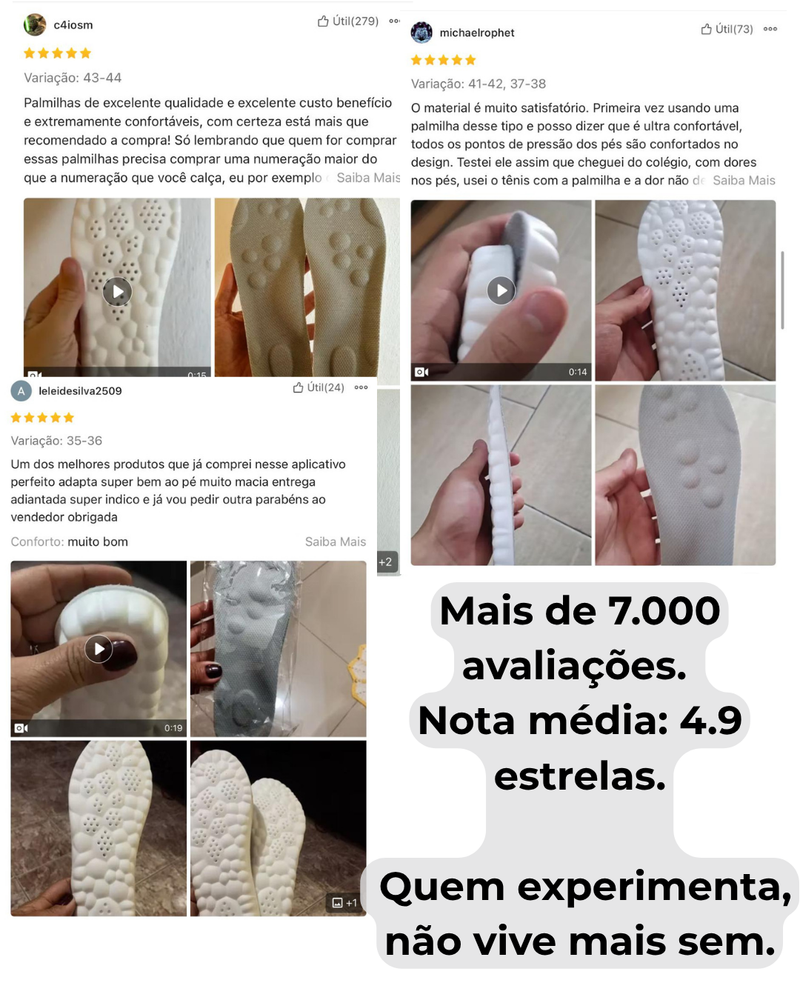 Palmilhas Impulso 4D™ | Compre 1 Leve 2 – Alívio em 48h para Dor nos Pés de Quem Trabalha em Pé