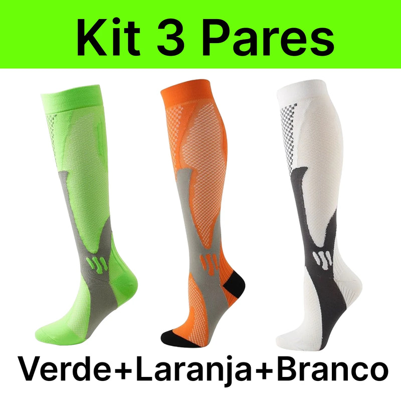 Kit com 3 Meias de Compressão – Performance, Conforto e Alívio para Suas Pernas!