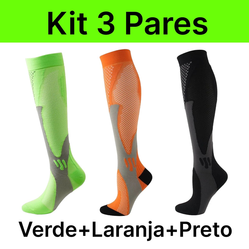 Kit com 3 Meias de Compressão – Performance, Conforto e Alívio para Suas Pernas!