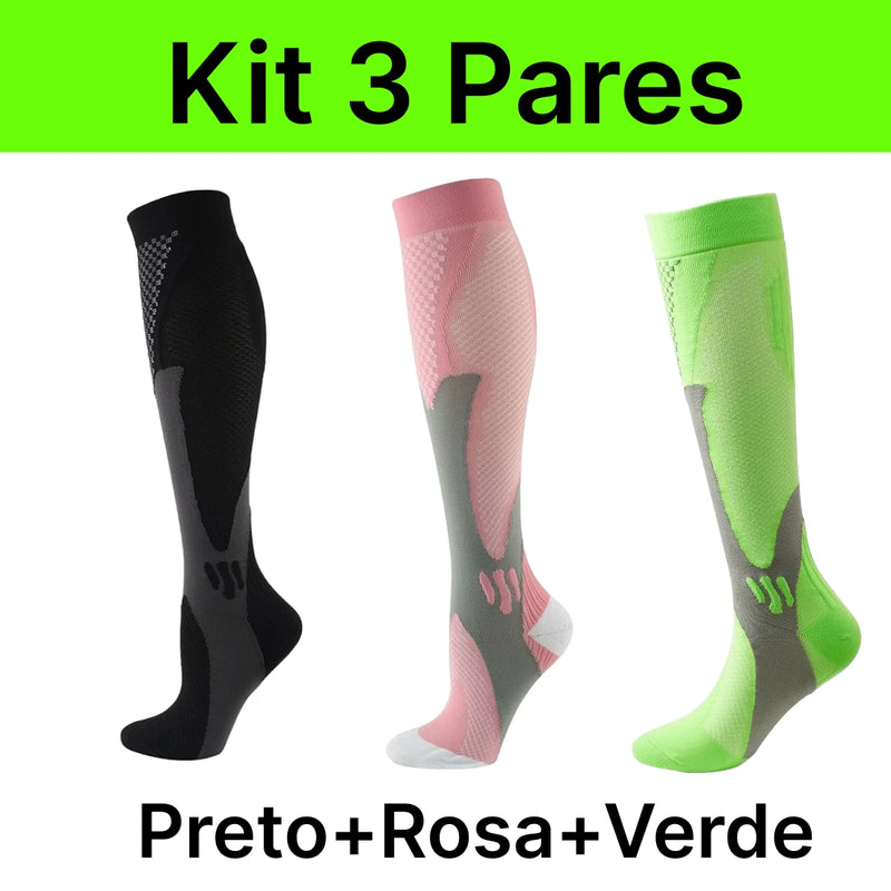 Kit com 3 Meias de Compressão – Performance, Conforto e Alívio para Suas Pernas!