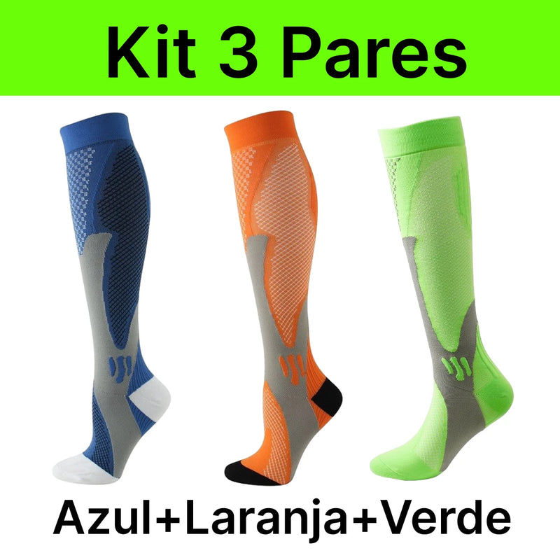 Kit com 3 Meias de Compressão – Performance, Conforto e Alívio para Suas Pernas!