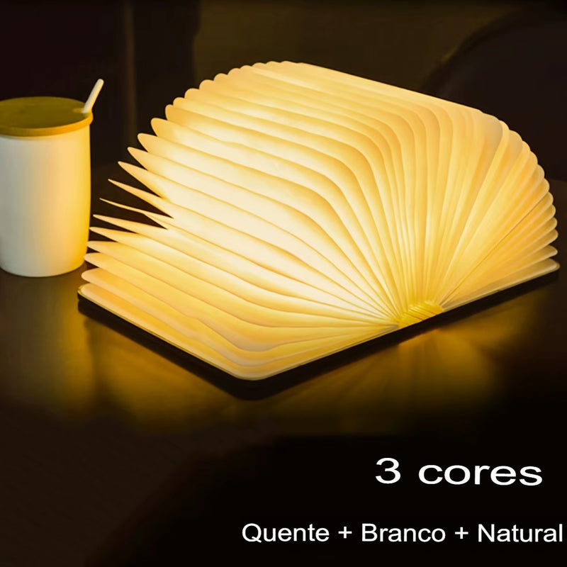 Luminária Livro Mágico™ – Luz Dobrável 3 Cores, USB Recarregável, 10 x 8 cm